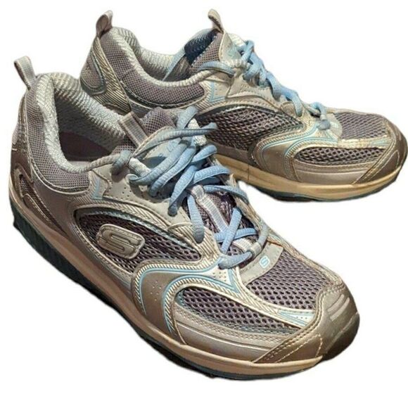 Skechers Shape Ups Accelerators Sneakers Silver / Black 12320 Walking Toning 7 - Picture 1 of 7